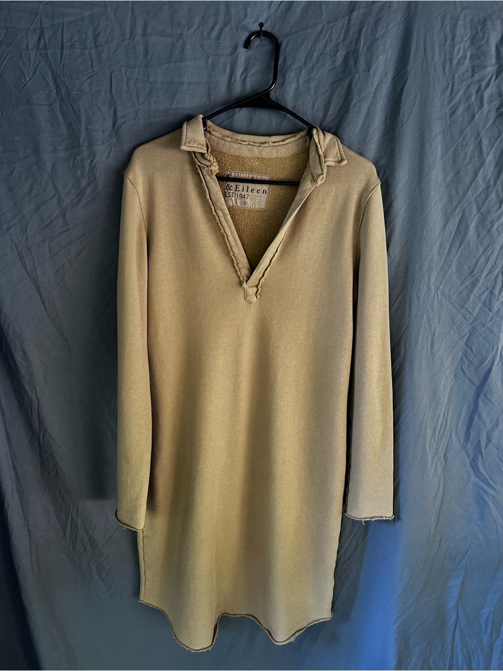Frank & Eileen V-Neck Tunic Sweater Dress Tan